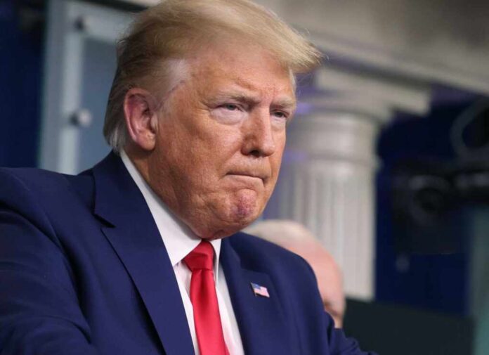 Donald,Trump,Speaks,To,Reporters,Following,A,Meeting,Of,His