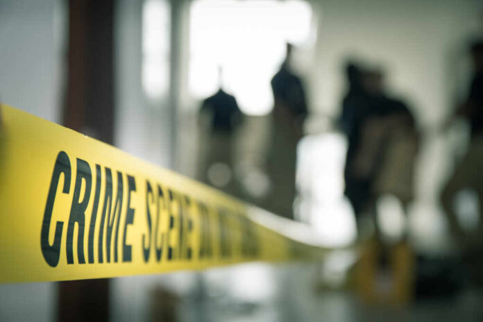 Crime,Scene,Tape,With,Blurred,Forensic,Law,Enforcement,Background,In
