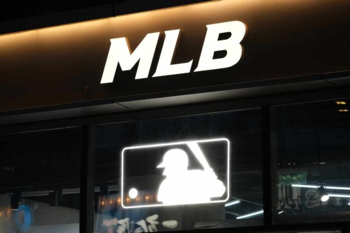 Shanghai,china-march,11th,2022:,Close,Up,Major,League,Baseball,(mlb),Sign