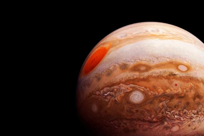 Planet,Jupiter,On,A,Dark,Background.,Elements,Of,This,Image