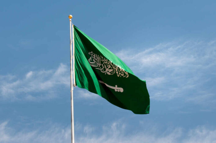 National,Flag,Of,Saudi,Arabia,,In,Madain,Saleh.