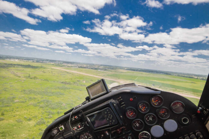 View,From,The,Cockpit,Of,A,Light,Private,Plane,While