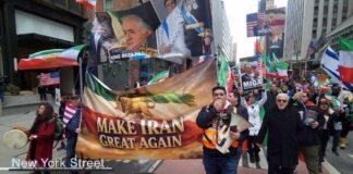 Iranian Supporters of Iran Strake Rally and March in Times Square NYC March 1 2026
