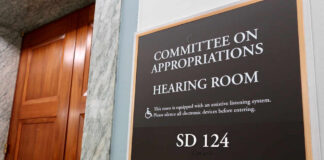 Sign for the Committee on Appropriations Hearing Room SD 124