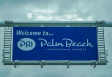 Welcome sign for Palm Beach International Airport