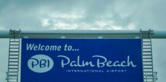 Welcome sign for Palm Beach International Airport