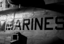 Secretive Marine Tech Raises Big Questions Close-up of a military helicopter with MARINES written on the side