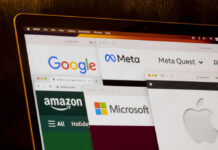Various web browser tabs displaying logos of major tech companies