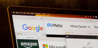 Various web browser tabs displaying logos of major tech companies