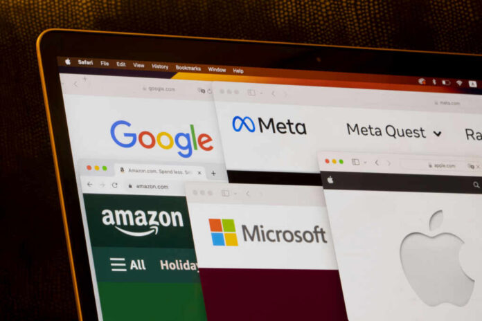 Various web browser tabs displaying logos of major tech companies