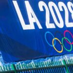 Large banner displaying LA 2028 Olympics logo