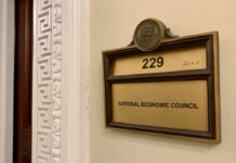 Door plaque for room 229 at the National Economic Council