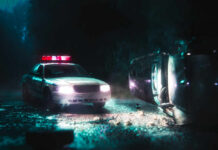 Father Dead, Questions Explode Nationwide A police car with flashing lights at the scene of a flipped vehicle accident