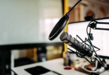 Shock Lawsuit Targets Streamer’s Israel Rant Podcast microphone with pop filter on desk
