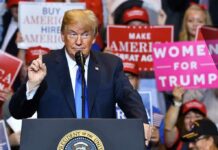 Rearrest Shock Fuels Trump’s NC Broadside politician speaking at rally podium
