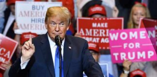 Rearrest Shock Fuels Trump’s NC Broadside politician speaking at rally podium