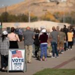Trump Declares WAR on GOP Rebel voters standing in a long line outside a polling place