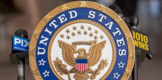 Last-Minute Flip Splits Democrats Wide Open United States Senate seal at a podium