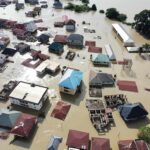 Storm Bertha Tests Louisiana Again Aerial view of flooded residential neighborhood
