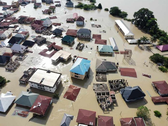 shutterstock_2238807151-1 Aerial view of flooded residential neighborhood