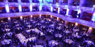 High-Stakes Feast Tests U.S. – China Nerves Ballroom filled with round tables at a formal gala dinner