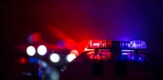 Police Seize Robot After Nightclub Chaos Police car light bar flashing red and blue at night