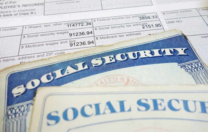 shutterstock_126890366 Social Security cards on top of a tax form