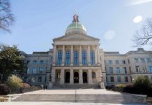 Backroom Shuffle Brewing In Tennessee State capitol building with gold dome and columns