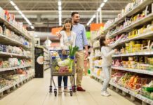 Grocery Bills Blamed On Aid For “Killing Palestinians” Family shopping in a grocery store aisle