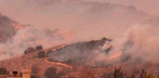 Wildfire Near Homes Sparks A Confusing Update Wildfire burns on hillside near suburban homes